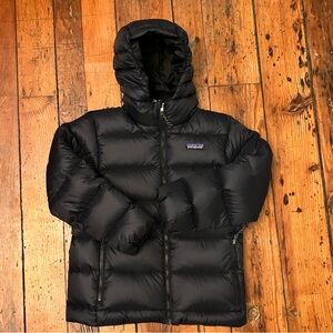 Patagonia Kids Black Down Hi-Loft Sweater Hoody Jacket
